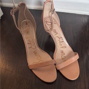 Sam Edelman Tan Heels with Thin Straps and Medium Height